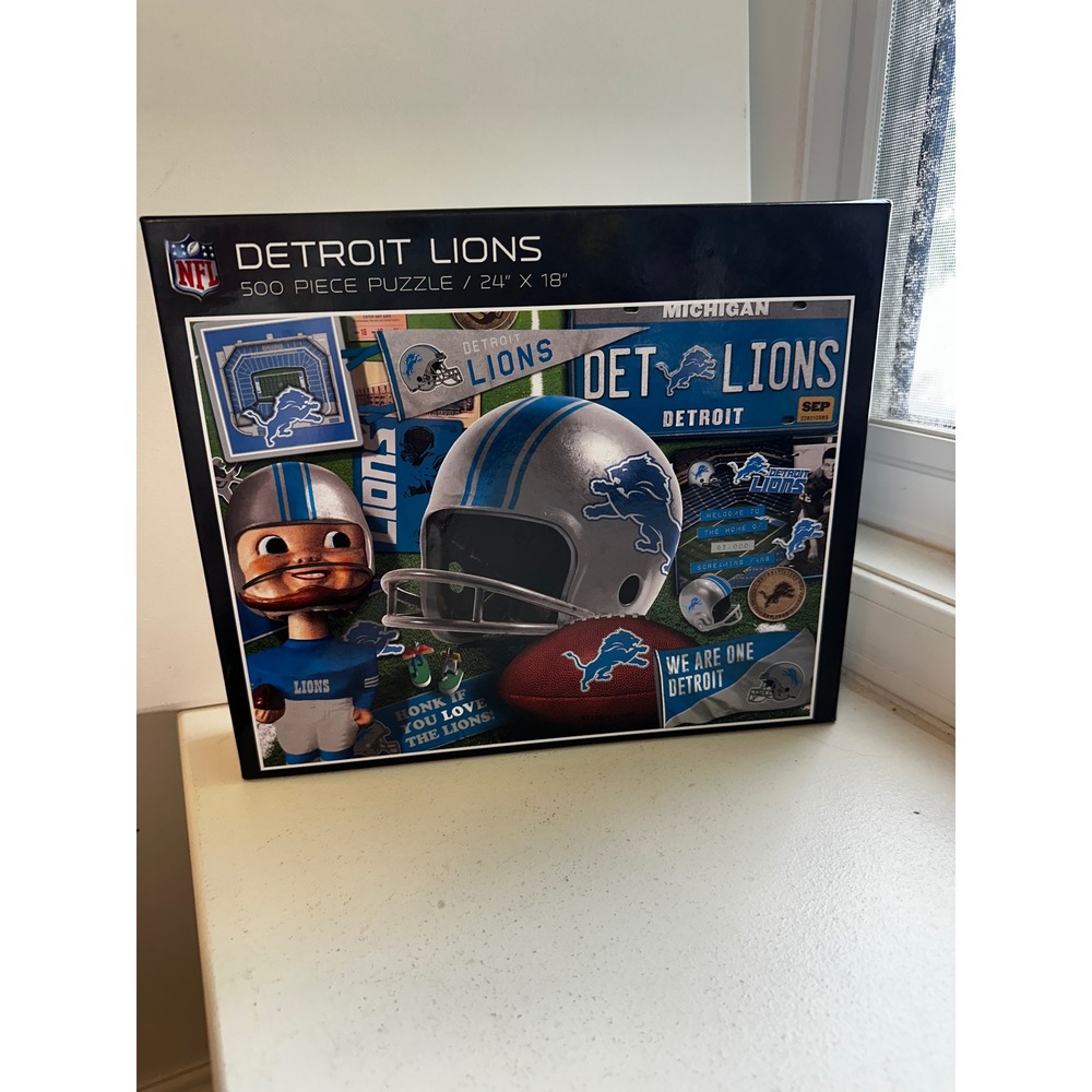 Detroit Lions NFL 500 Piece Jigsaw Puzzle YouTheFan 24x18 Collage Football Blue